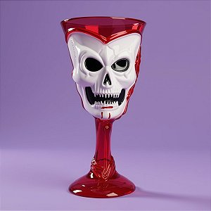 Taça Halloween - Metade Branca com Vermelho - Caveira - 250ml - 1 unidade - Rizzo