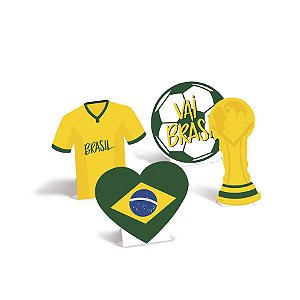 Decorativo de Mesa - Brasil Copa 2022 - 4 unidades - Cromus