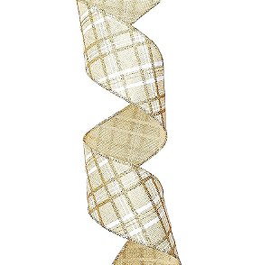 Fita Decorativa Xadrez - Bege/Branco - 1 unidade - Cromus - Rizzo Confeitaria