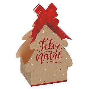 Caixa Cesta Panetone com Fecho - Árvore Feliz Natal - Cromus Natal - 10 unidades - Rizzo