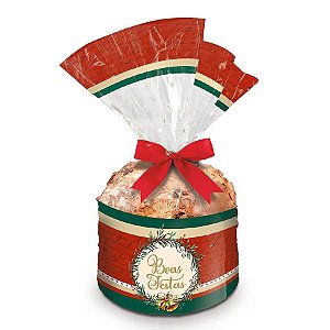 Saco Transparente - Boas Festas Barrado - 25 x 35 cm - 500 g - Cromus Natal - 100 unidades - Rizzo