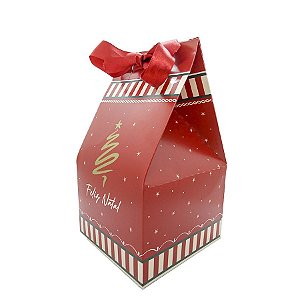 Caixa Panetone - Louvre - 14 x 14 x 22,5 cm - 500 g - Cromus Natal - 10 unidades - Rizzo