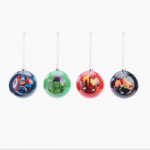 Kit Bola de Natal - Avengers - 8 cm - Natal Marvel - 4 unidades - Disney Original - Rizzo