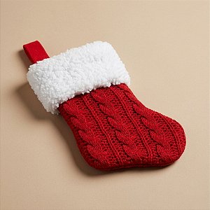 Meia Natalina Decorativa - Frente/Verso Vermelho - Cromus Natal - 1 unidade - Rizzo