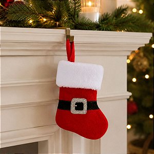 Meia Natalina Decorativa - Cinta Papai Noel - 14,5 cm - Cromus Natal - 1 unidade - Rizzo Confeitaria
