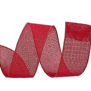 Fita Decorativa Aramada c/ Glitter Vermelho - 6,3 cm x 91,4 m - 1 unidade - Cromus - Rizzo Confeitaria