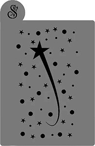 Stencil para Bolo (Mod.31) Estrelas Cadente Natal - 16,5 cm x 25 cm - 1 unidade - Sonho Fino - Rizzo Confeitaria