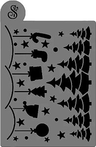 Stencil para Bolo (Mod.28) Pinheirinho de Natal - 16,5 cm x 25 cm - 1 unidade - Sonho Fino - Rizzo Confeitaria