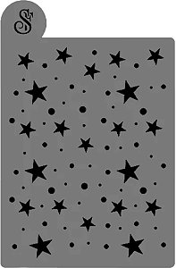Stencil para Bolo (Mod.23) Estrelas de Natal - 16,5 cm x 25 cm - 1 unidade - Sonho Fino - Rizzo Confeitaria