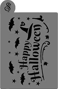 Stencil para Bolo (Mod.41) Happy Halloween 2 - 16,5 cm x 25 cm - 1 unidade - Sonho Fino - Rizzo Confeitaria