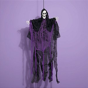 Ceifador Estatico Preto e Roxo - 40x5x75cm - Halloween - 1 unidade - Cromus - Rizzo