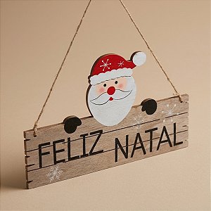 Enfeite p/ Pendurar - Placa Feliz Natal - 14,5x22cm - 1 unidade - Cromus - Rizzo