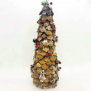 Árvore Cone de Pinha Nevado - 36cm - 1 unidade - Cromus - Rizzo