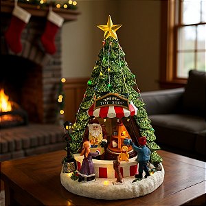 Enfeite Loja Árvore Natal Com Som Luz e Movimento - 35cm  - 1 unidade - Cromus - Rizzo