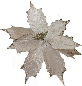 Galho Pick Poinsétia - Nudê Cabo Curto - Cromus Natal - 1 unidade - Rizzo