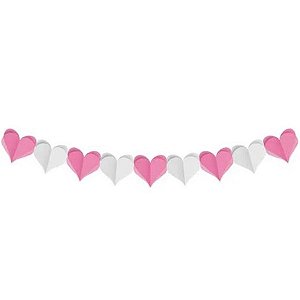 Faixa Decorativa - Coração 3D - Branco/Rosa - 3,60 m - 1 unidade - Cromus - Rizzo