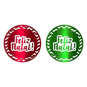 Adesivo "Feliz Natal" - Ref.2136 - Hot Stamping - Verde e Vermelho - 100 unidades - Stickr - Rizzo
