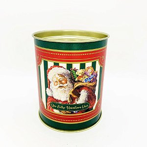 Lata Para Mini Panetone Feliz Natal Noel Carmin - 11cm x 9,1cm - 1 unidade - Cromus - Rizzo Confeitaria