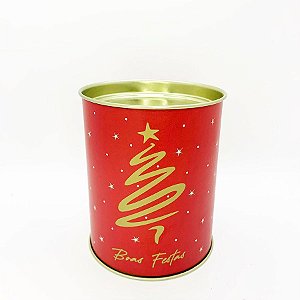 Lata Para Mini Panetone Boas Festas Noel Carmin - 11cm x 9,1cm - 1 unidade - Cromus - Rizzo Confeitaria