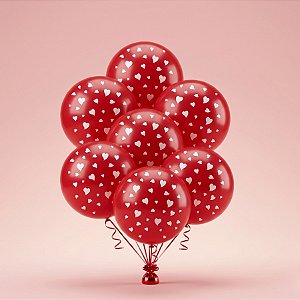 Balão de Festa Decorado - Coração - 5" 12 cm - 15 unidades - Balões São Roque - Rizzo