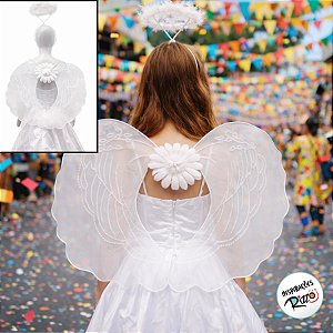 Kit Fantasia Carnaval - Anjo - Branco - Mod:617 - 01 unidade - Rizzo