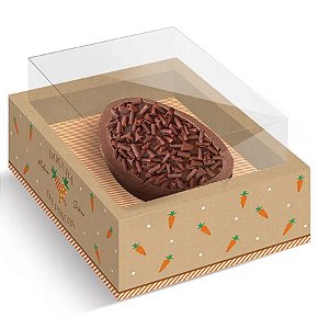 Caixa New Moldura Meio Ovo - Kraft Cenoura - 6 unidades - Cromus Páscoa - Rizzo