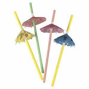 Canudos de Papel - Guarda Chuva Colorido - 10 unidades - Rizzo