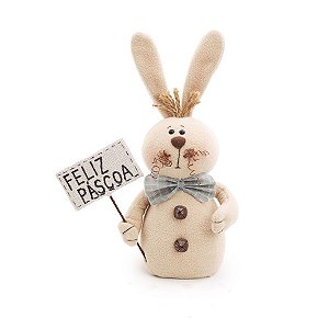Coelho Decorativo Placa Feliz Páscoa - - Terracota - 1 unidade - Cromus Páscoa - Rizzo