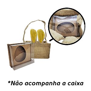 Cesta de Juta de Páscoa com Orelha Amarelo Poá Preto - 1 unidade - EcoArt - Rizzo