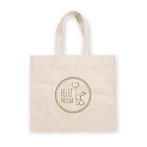 Sacola de Algodão Cru Personalizado de Páscoa - Coelhinho c/ Balão - 1 unidade - Rizzo