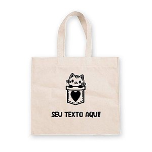 Sacola de Algodão Cru Personalizado Love Cat - 40cm x 33cm - 1 unidade - Rizzo