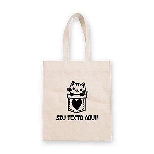 Sacola de Algodão Cru Personalizado Love Cat - 22cm x 33cm - 1 unidade - Rizzo
