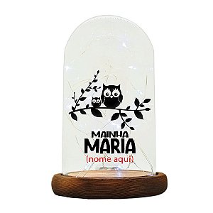 Cúpula Redoma de Vidro Personalizada c/ Nome - Mamãe Coruja - 1 unidade - Rizzo Personalize