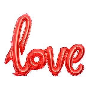 Balão de Festa Metalizado 42" 108cm - "Love" Vermelho - 1 unidade - Rizzo