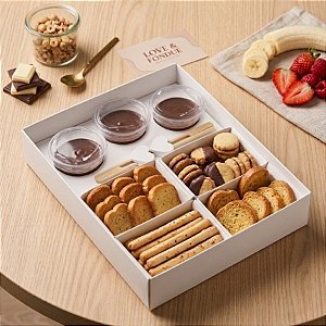 Caixa Kit Fondue com Potinhos e Palitos de Petisco - Branca - 1 unidade - Rizzo