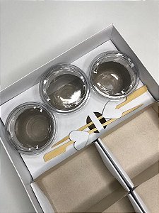 Caixa Kit Fondue com Potinhos e Palitos de Petisco - Branca - 1 unidade - Rizzo