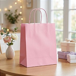 Sacola de Papel P 21,5x15x8cm - Rosa Bebê - 10 unidades - Cromus - Rizzo