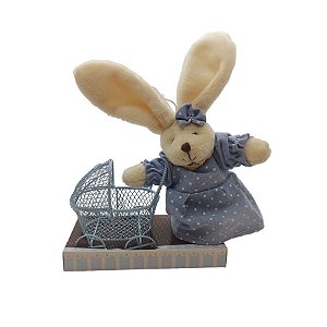 Coelho de Páscoa com Carrinho de Bebê Azul - 1 unidade - Cromus - Rizzo