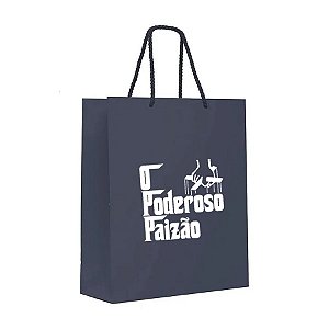 Sacola de Papel Premium c/ Adesivo - Poderoso Paizão - Twilight Blue  - 1 unidade - Rizzo