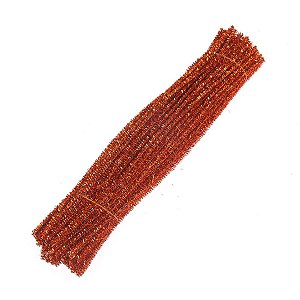 Haste de Chenille Glitter 30cm - Laranja - 100 unidades - Rizzo