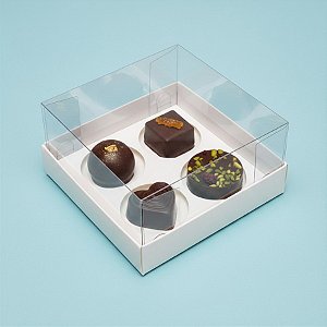 Caixa Base Brigadeiro - Branco - 4 cavidades (9x9x4,5cm) - 10 unidades - Assk - Rizzo
