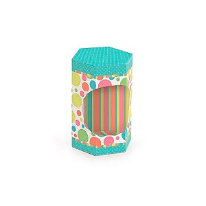 Caixa Sextavada Candy Colors - Turquesa - 5 unidades - Cromus - Rizzo