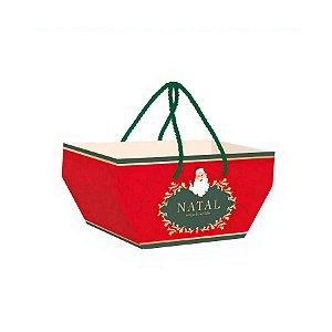 Cesta de Cartão Com Alça de Natal - Noel Vitoriano - 25x15cm - 1 unidade - Cromus - Rizzo