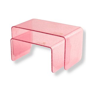 Kit Suporte para Doces Elevadores Clean Glitter - Rosa Bebê - 2 unidades - Só Boleiras - Rizzo