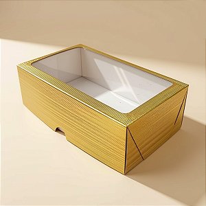 Caixa com Visor S27 (15cmx20cmx6cm) - Ouro - 10 unidades - ASSK - Rizzo