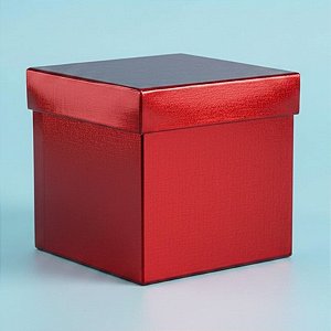 Caixa Cubo Para Presente Metalizada com Textura Vermelho 15x15x15cm - 10 unidades - ASSK - Rizzo