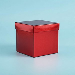 Caixa Cubo Para Presente Metalizada com Textura Vermelho 6x6x6cm - 10 unidades - ASSK - Rizzo