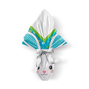 Saco Express 24x24cm para Ovos de 100g a 150g- Orelhinha Azul - 25 unidades - Cromus - Rizzo