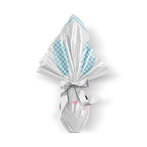Saco Express 32x32cm para Ovos de 150g a 200g - Coelhinho Xadrez Azul - 25 unidades - Cromus - Rizzo