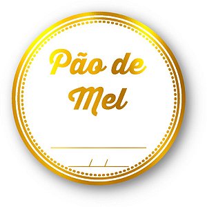 Adesivo "Pão de Mel" - Ref. 2096 - Hot Stamping - Dourado - 50 unidades - Stickr - Rizzo